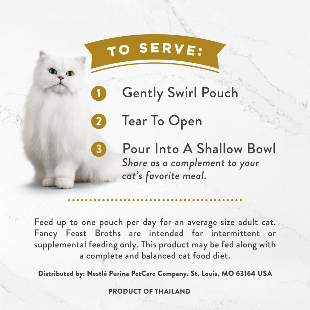 Fancy Feast pouch on kitchen counter for quick everyday serving