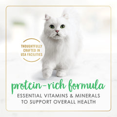 Fancy Feast can label and nutrition facts emphasizing balanced nutrition benefits