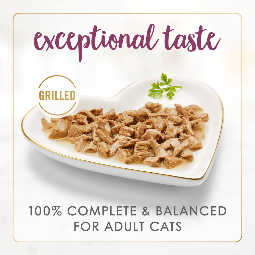 Fancy Feast close-up of chicken pieces texture for appetizing appearance