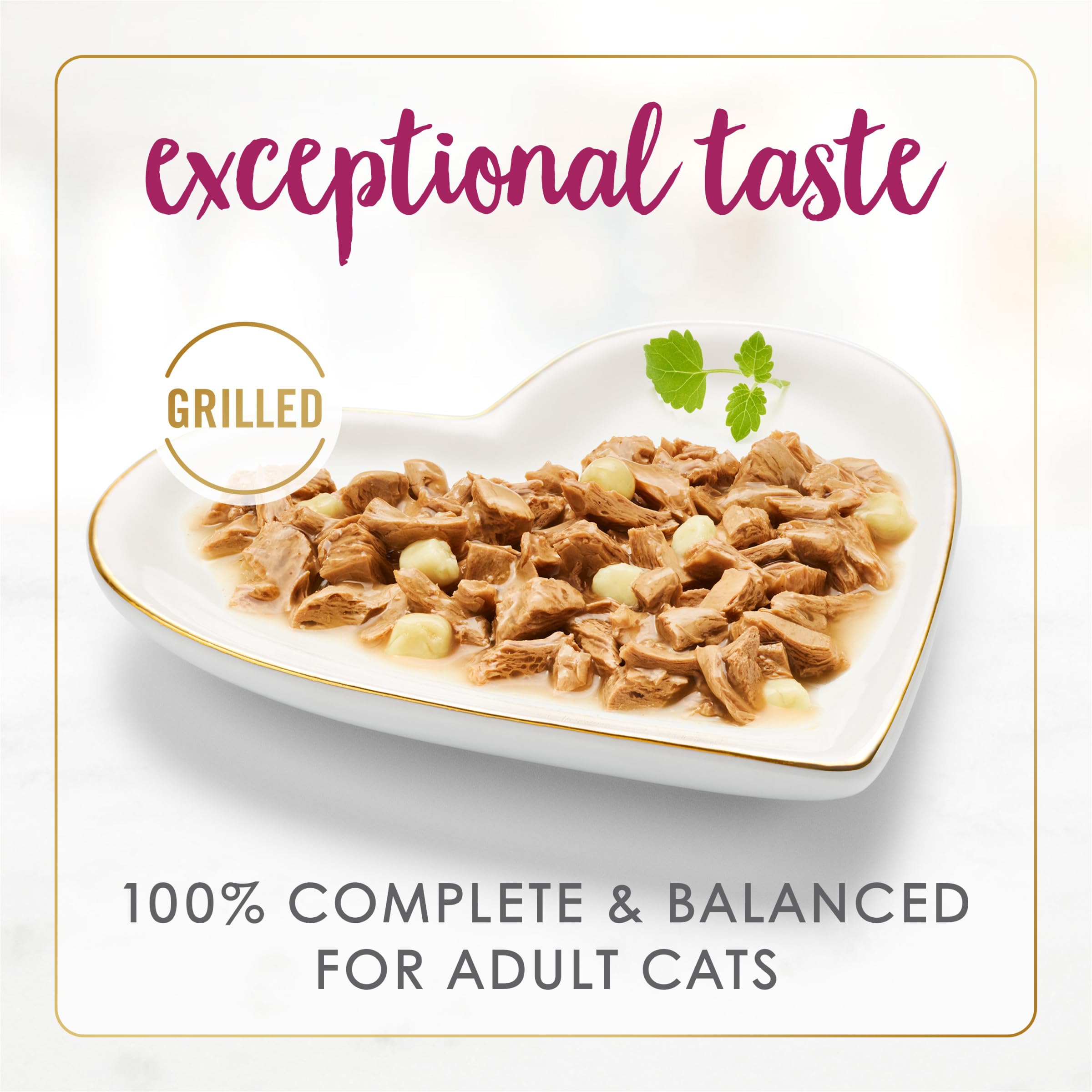 Fancy Feast close-up of chicken shreds and cheddar for visible real ingredients
