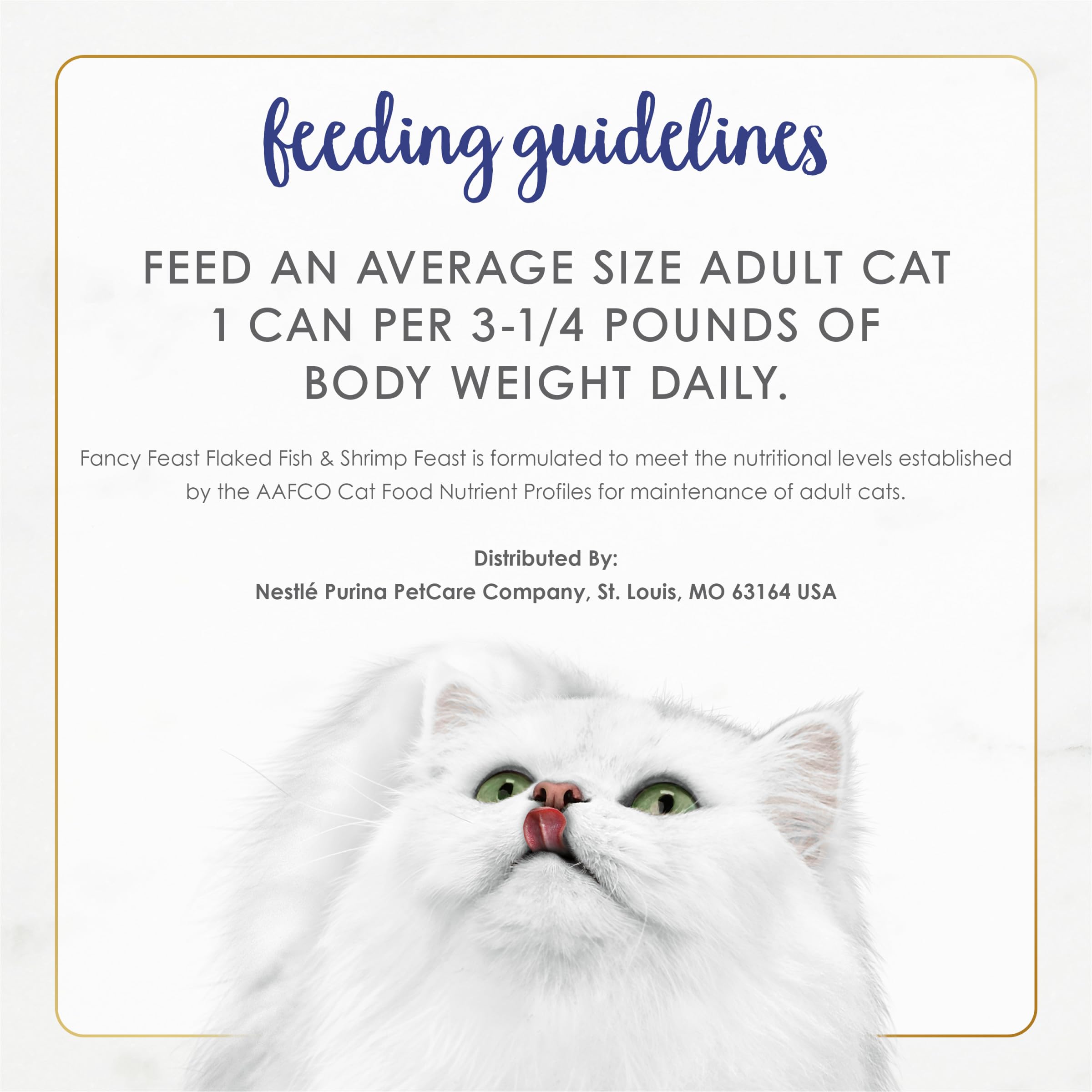 Raw fish and shrimp ingredients beside Fancy Feast can showing quality benefit