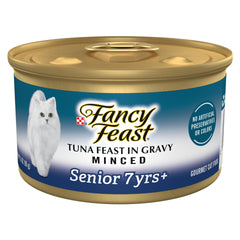Fancy Feast front can tuna senior showing label and benefits