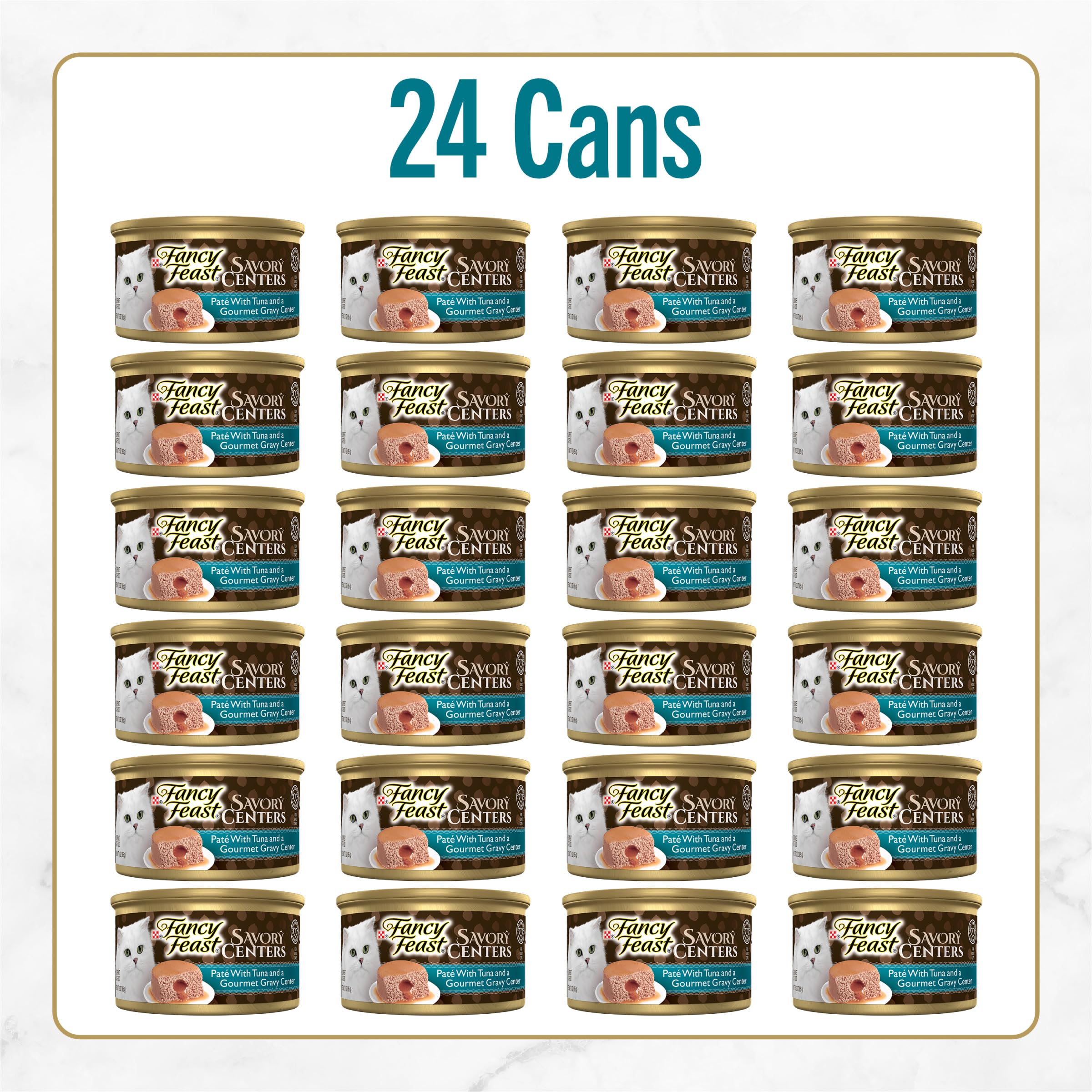 Fancy Feast cross-section revealing gravy center and flavorful surprise