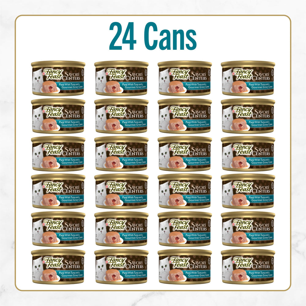 Fancy Feast cross-section revealing gravy center and flavorful surprise