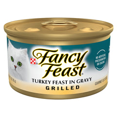 Fancy Feast front can showing grilled turkey branding and gourmet appeal