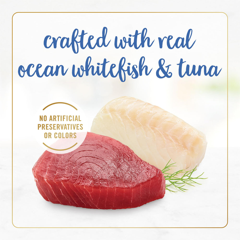 Fancy Feast ingredient and nutrition label close-up, shows quality details