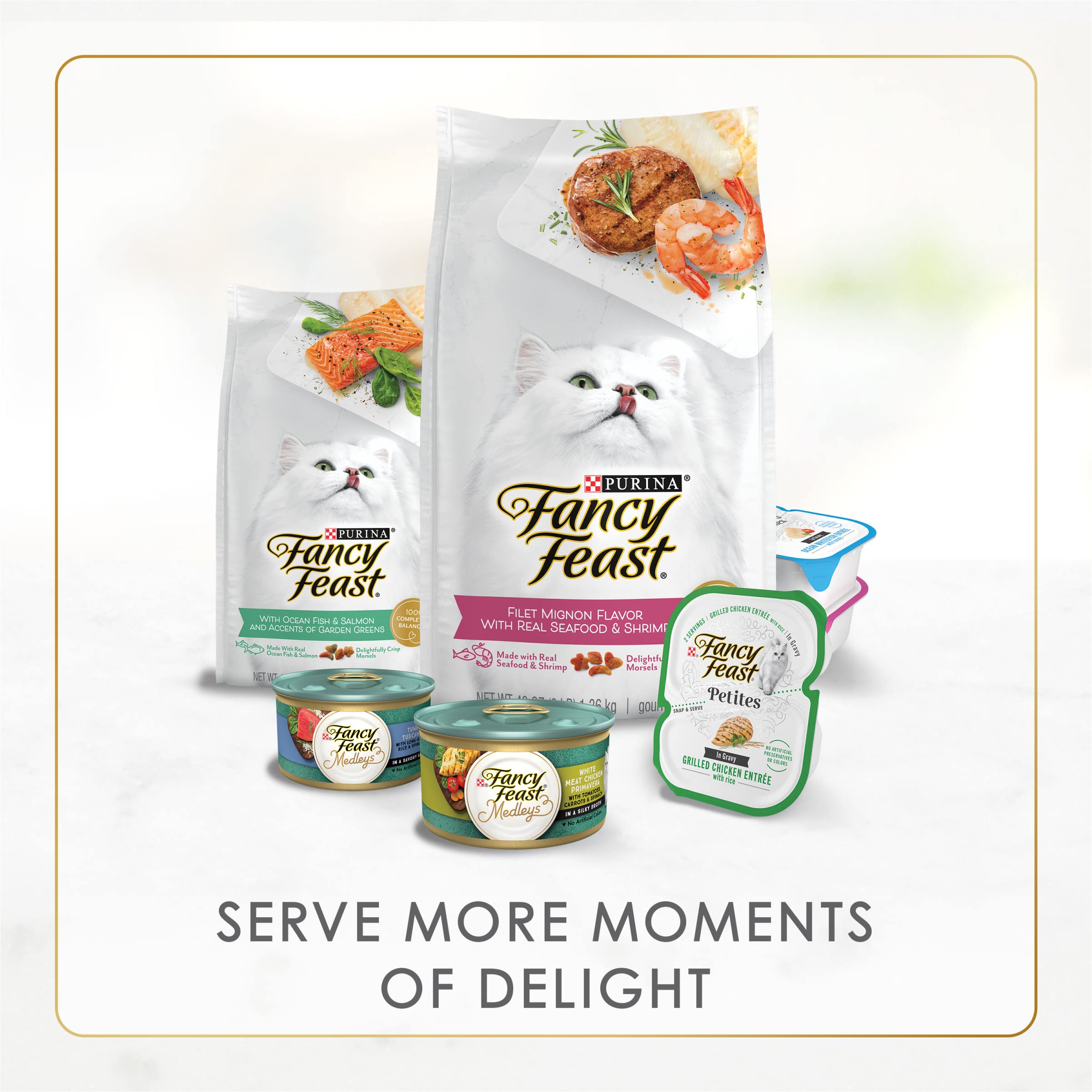 Fancy Feast can in hand showing portable 3 oz size for portion control