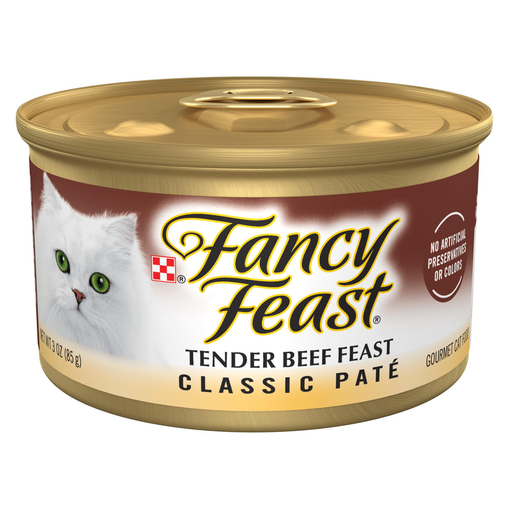 Fancy Feast front can showing product and brand, appealing presentation benefit