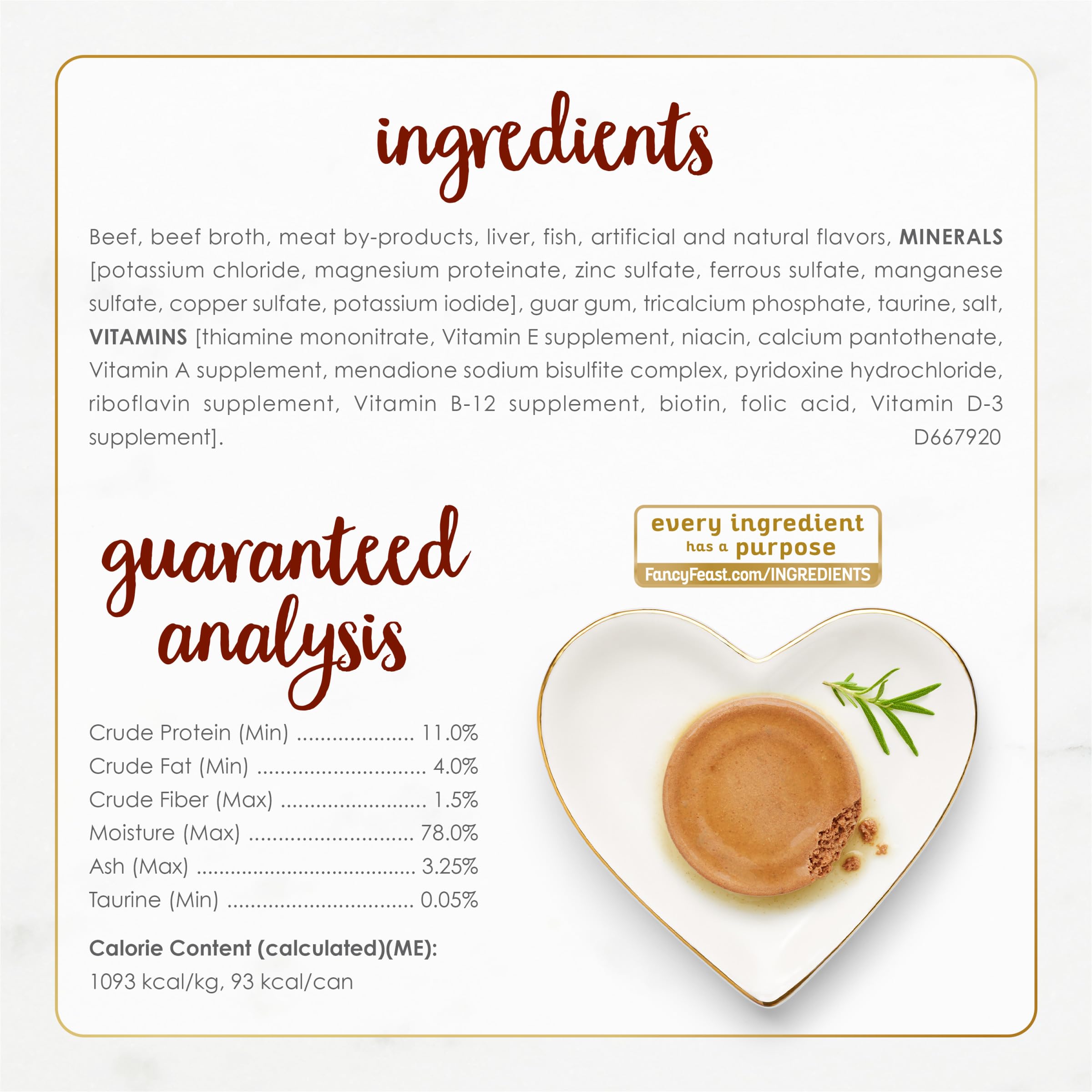 Fancy Feast label and nutrition facts clearly shown, ingredient transparency benefit
