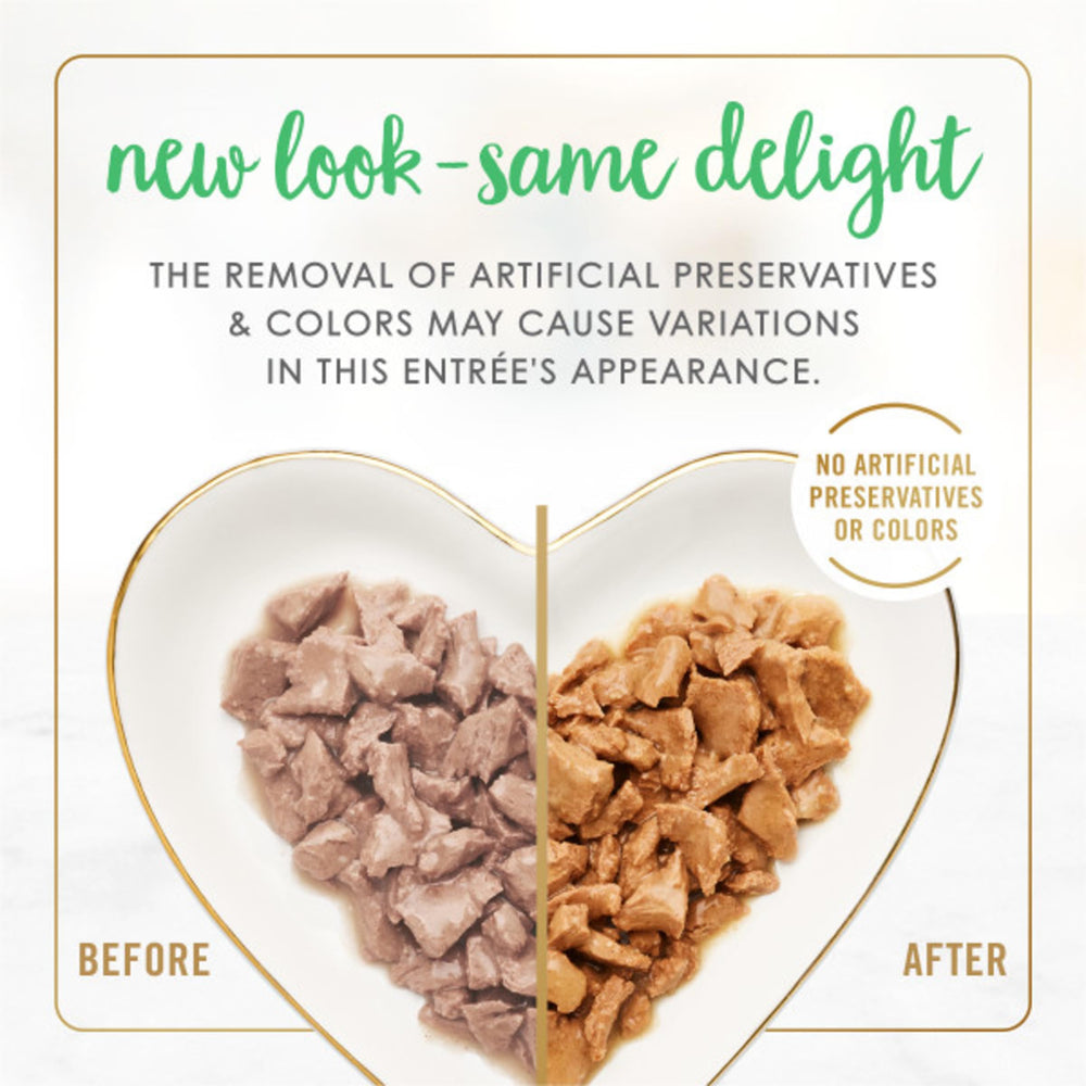 Fancy Feast open can showing moist trout flakes and enticing texture for picky cats