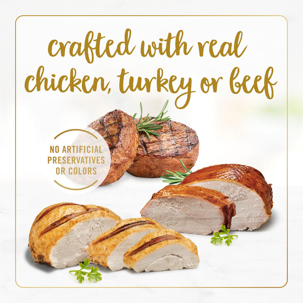 Fancy Feast turkey can label emphasizing turkey protein and natural flavor