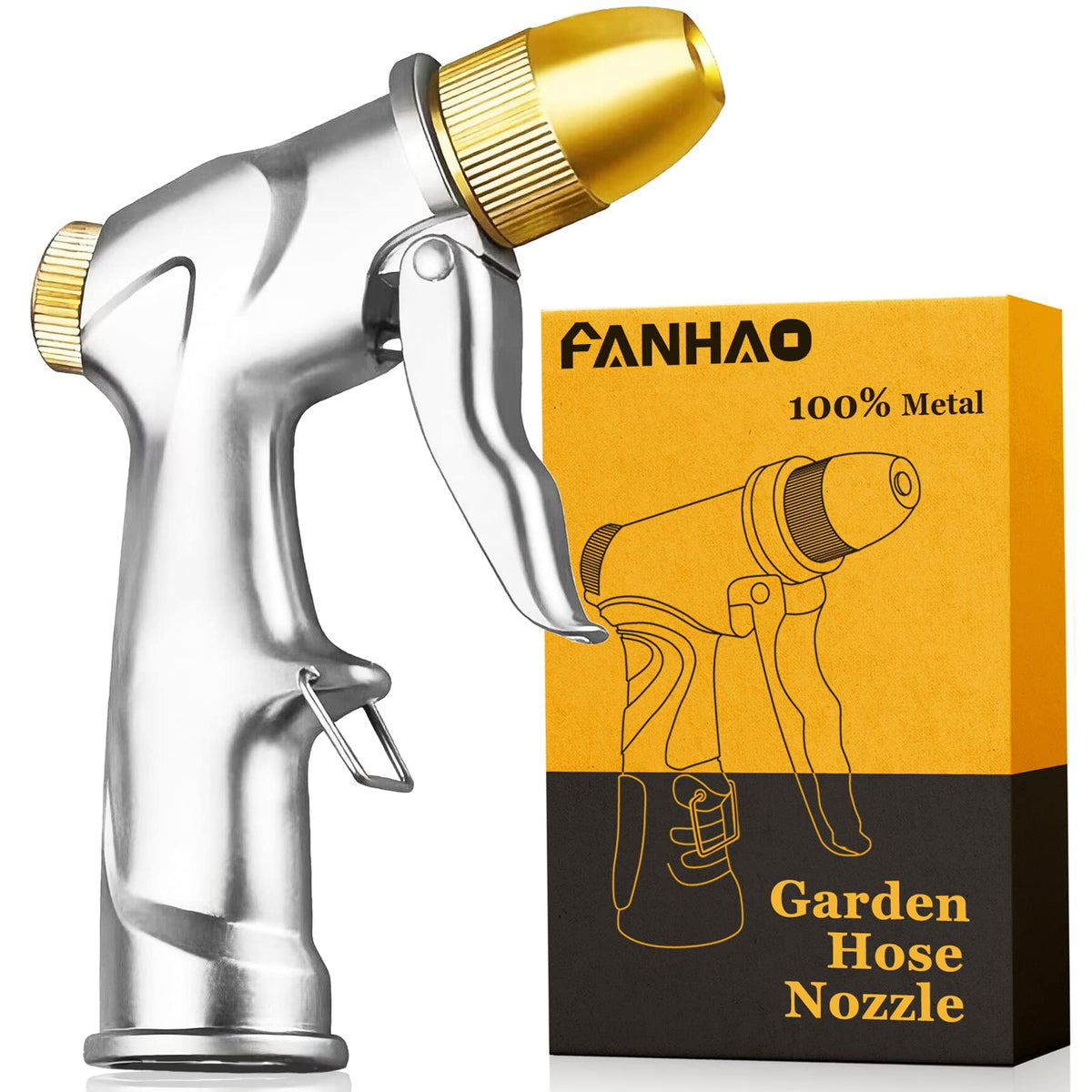FANHAO metal nozzle front view showing robust build and durability