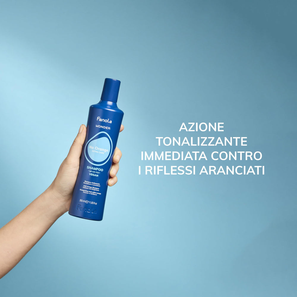 Fanola Wonder Blue before and after toning results, Fanola reduces orange brassiness