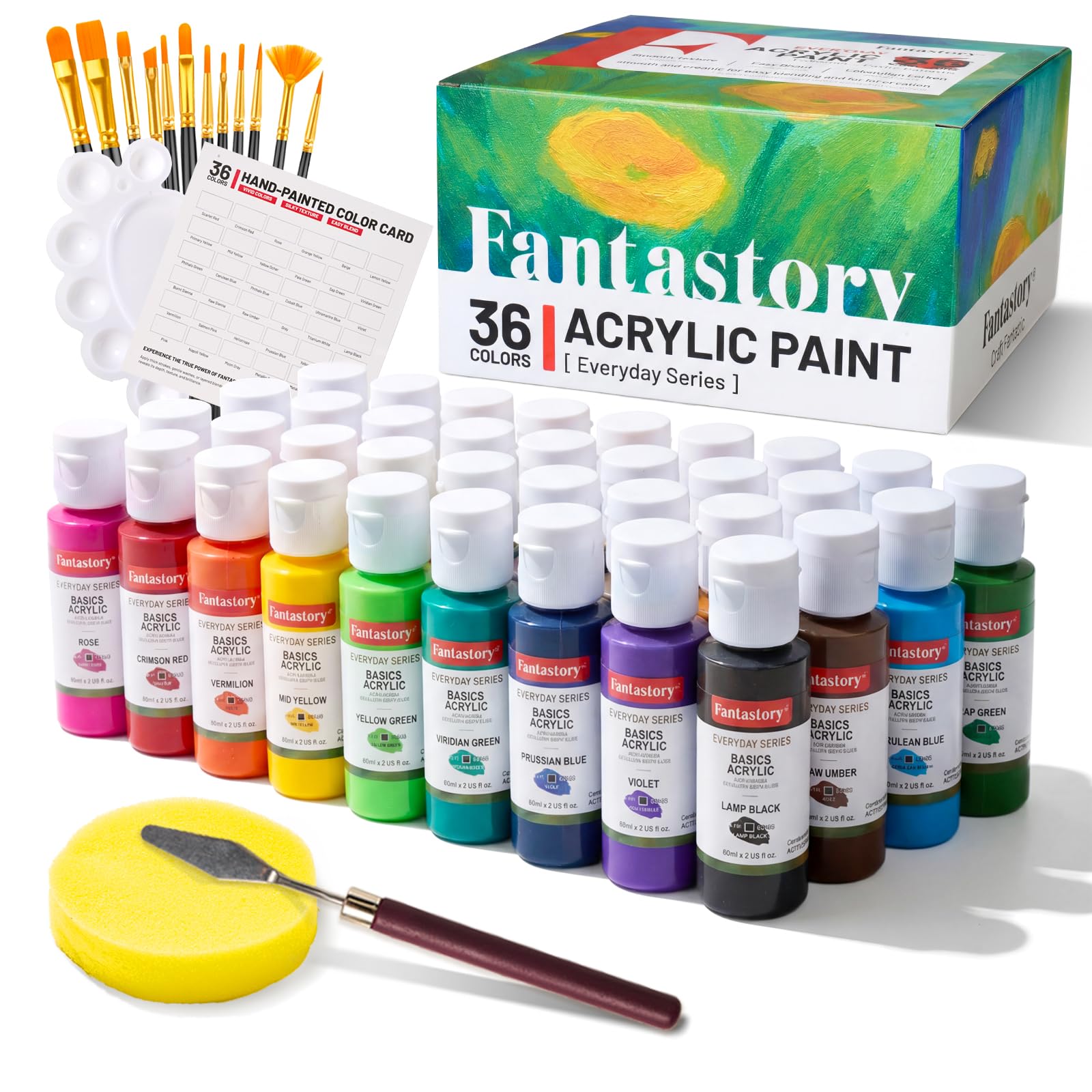 Fantastory front packaging showing full 36-color kit and included tools benefits ready-to-use