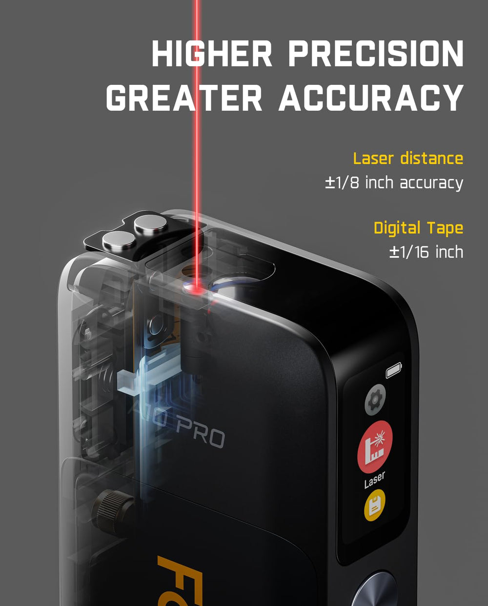 Fanttik A10 Pro laser measuring a room distance for fast long-range accuracy