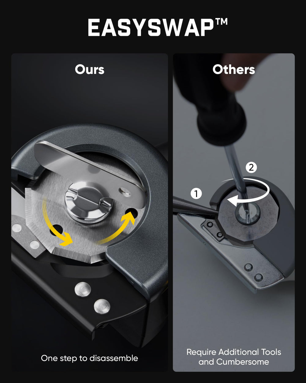 Fanttik C8 Nano EasySwap spindle lock mechanism and included metal accessory for safe changes