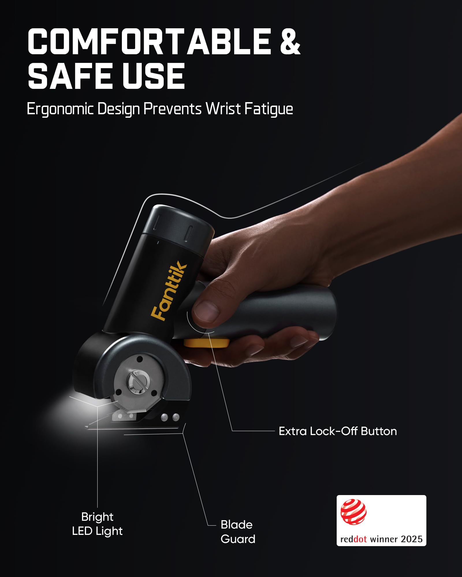 Fanttik C8 Nano held in hand to show compact scale and comfortable grip for prolonged work
