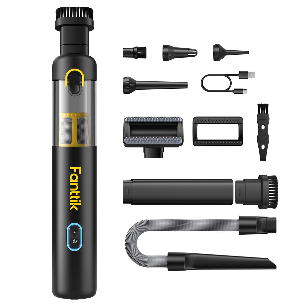 Fanttik Slim V8 APEX front view showing sleek handheld design and controls, easy portability