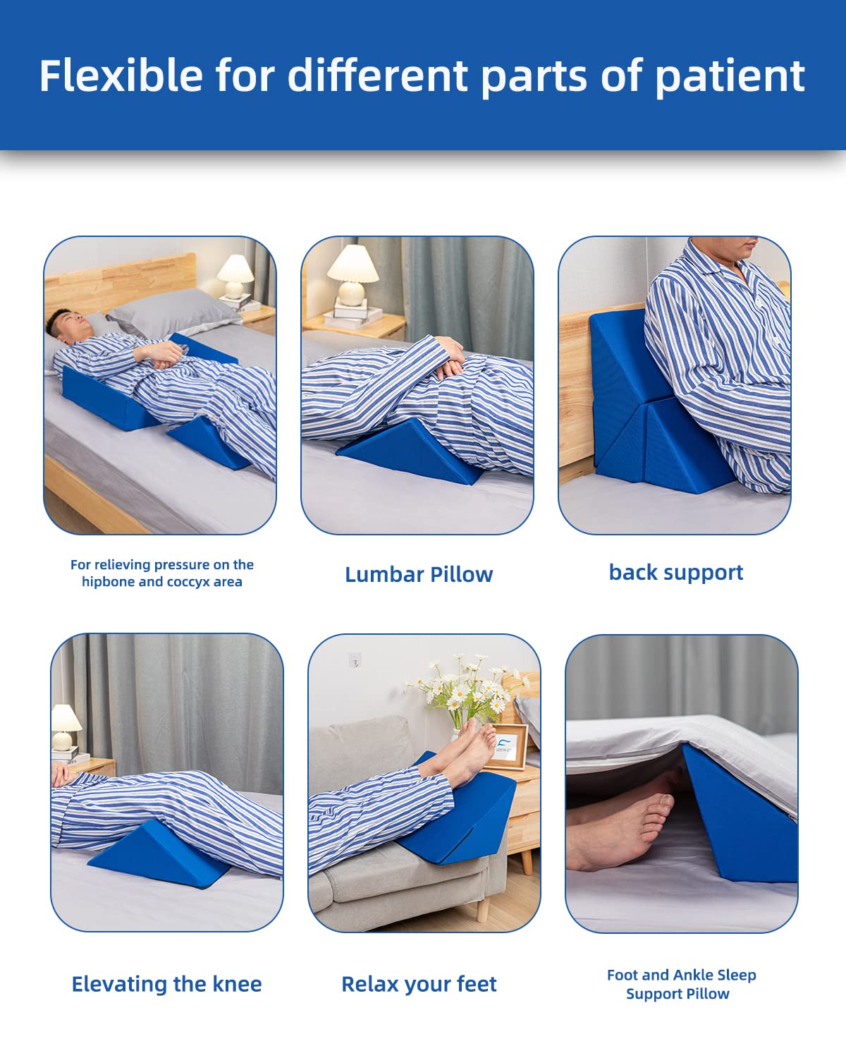 Fanwer wedges supporting a side sleeper to maintain alignment and reduce rolling