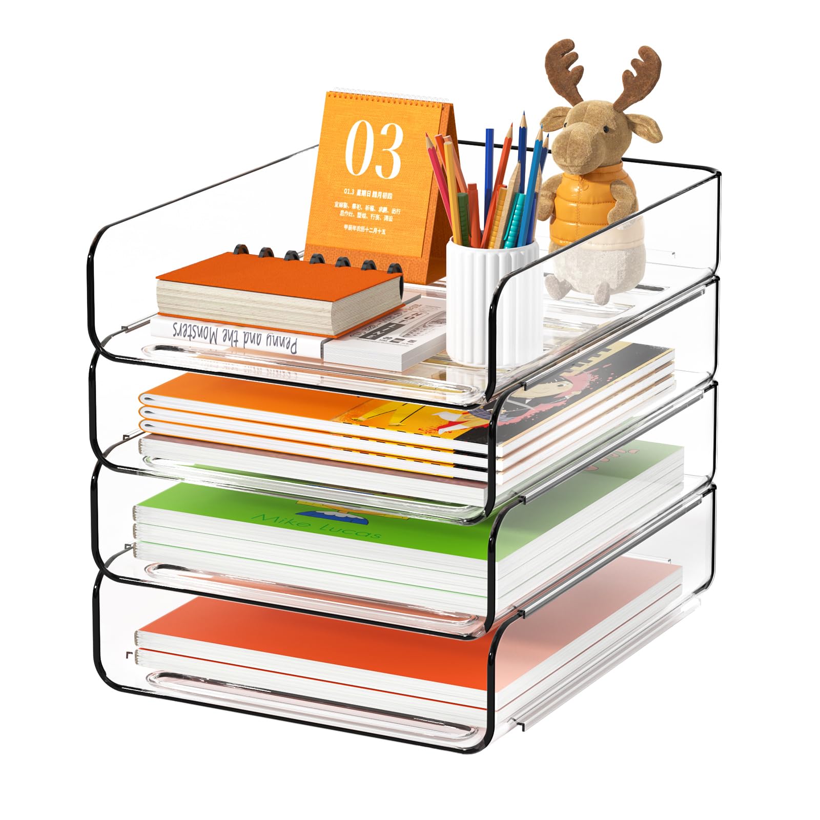 FANXIYQ front view of 4-tier organizer showing tidy document separation benefit
