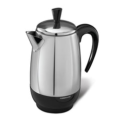 Farberware front view showing stainless percolator and handle for durable brewing