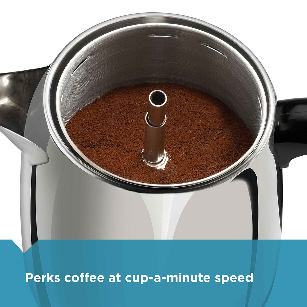 Farberware pouring coffee into cup illustrating effortless table service