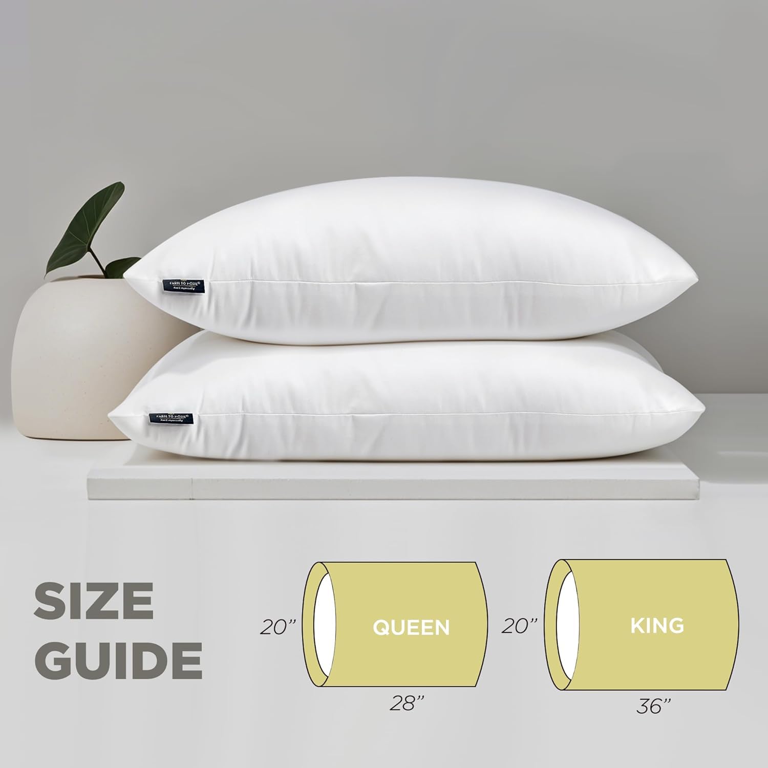 Farm To Home pillow on a made bed illustrating comfortable sleep setup