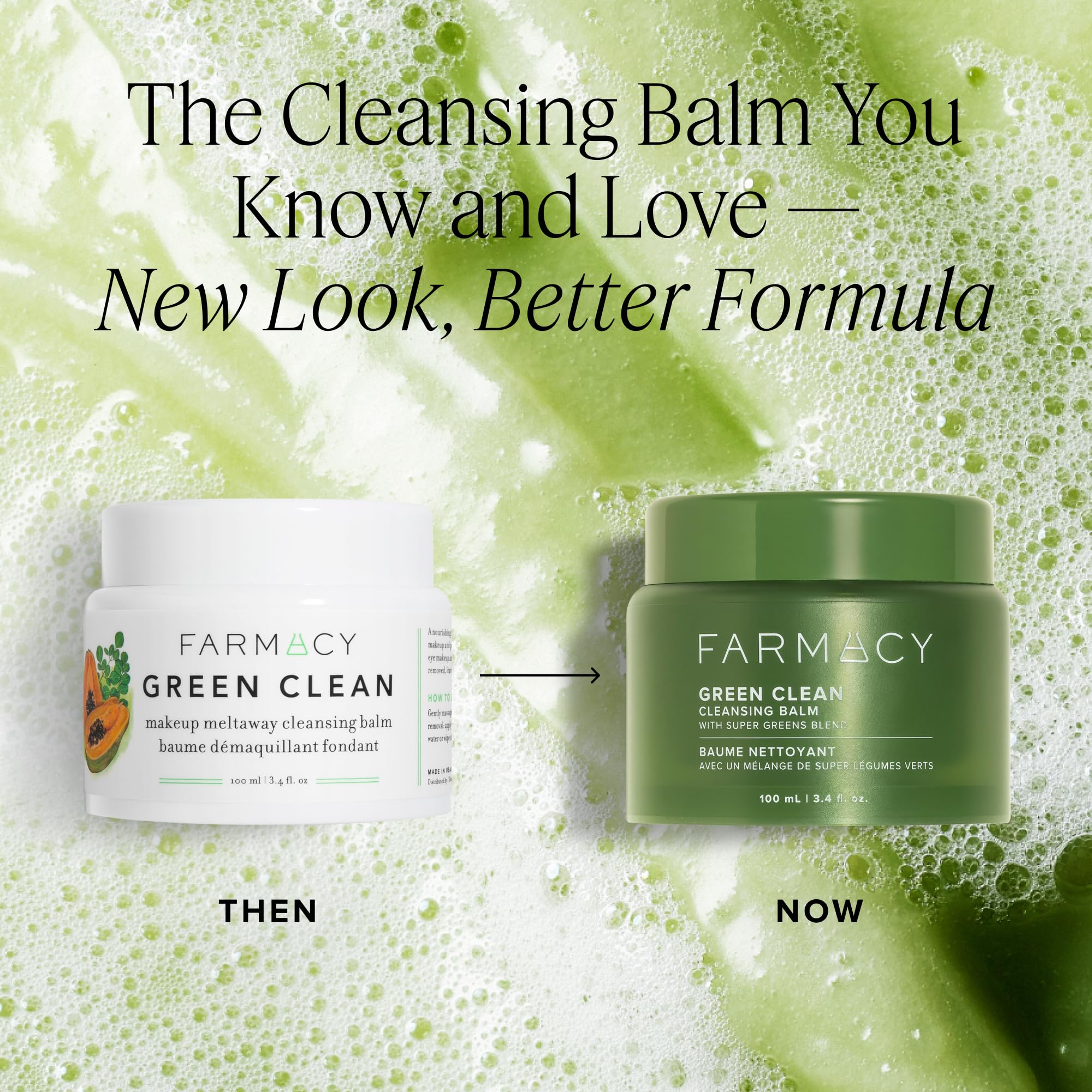 Farmacy open balm texture close-up illustrating creamy solid-to-oil formula benefits