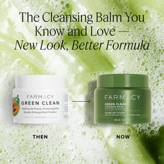 Farmacy open balm texture close-up illustrating creamy solid-to-oil formula benefits