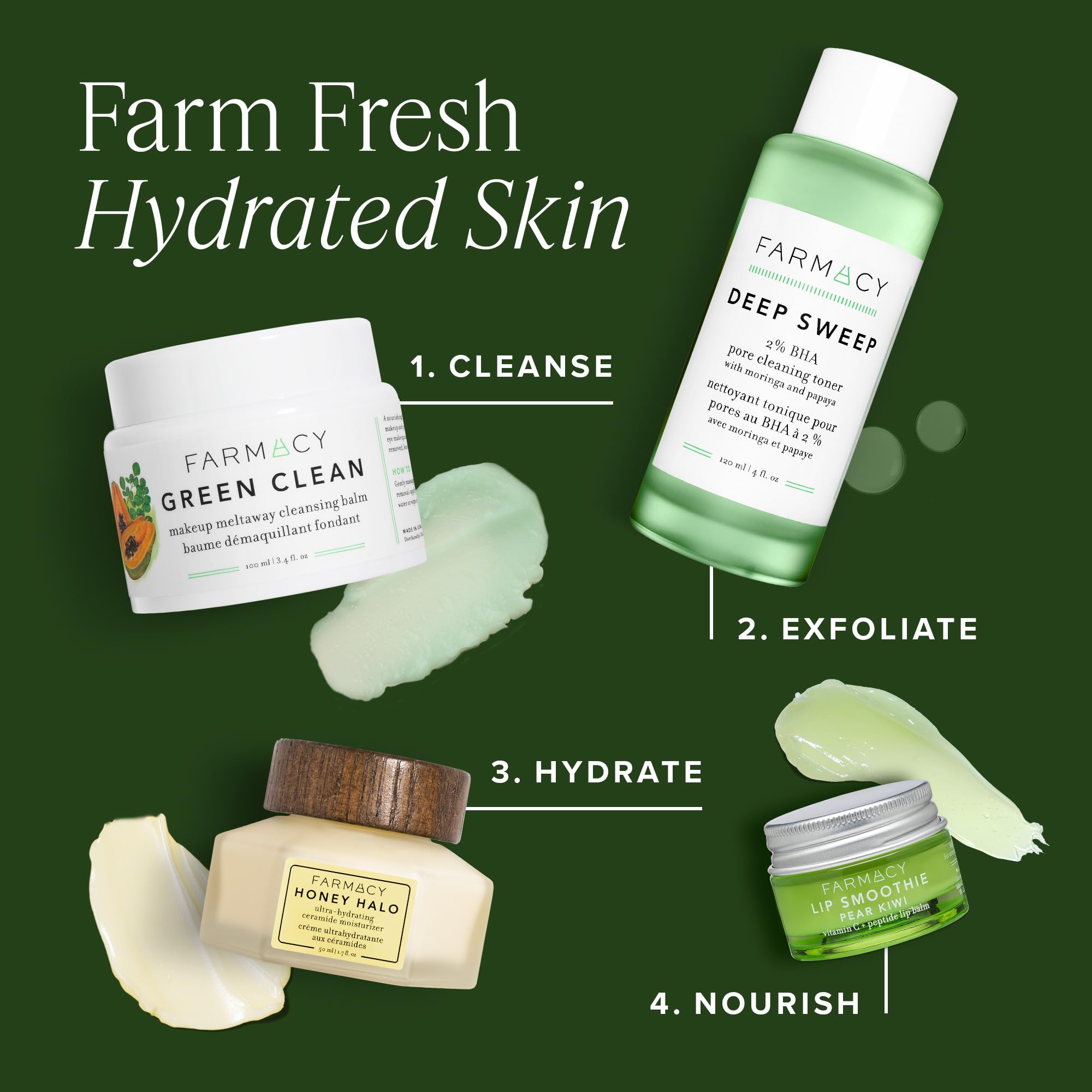 Farmacy Green Clean next to a ruler showing 100ml size for scale and travel convenience