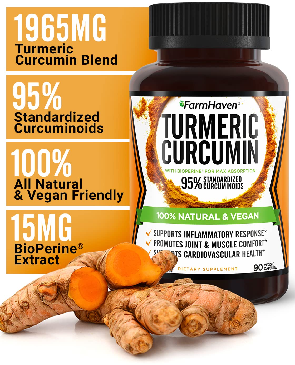 FarmHaven turmeric powder texture illustrating natural root source