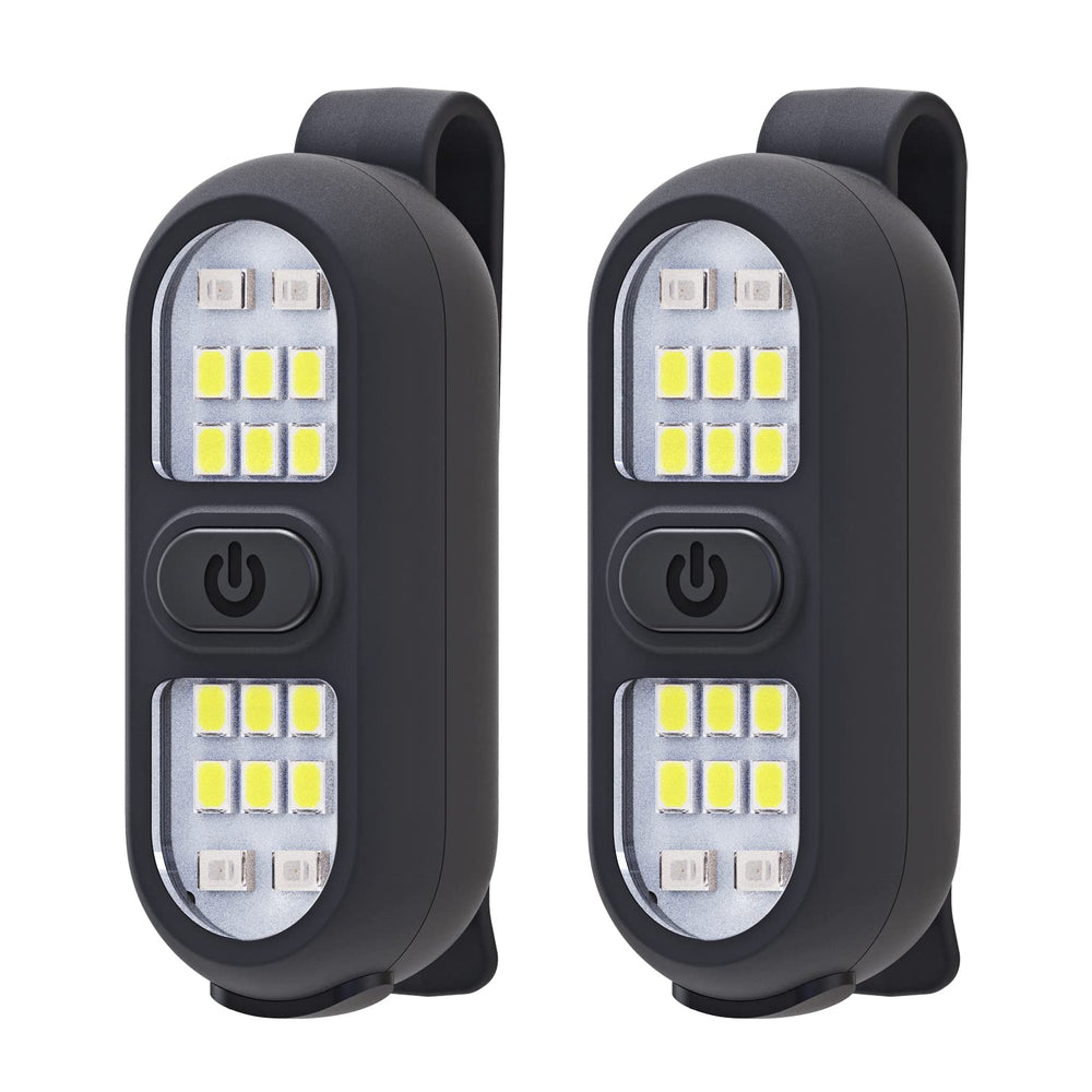 Faxins front view showing both clip-on lights for easy visibility