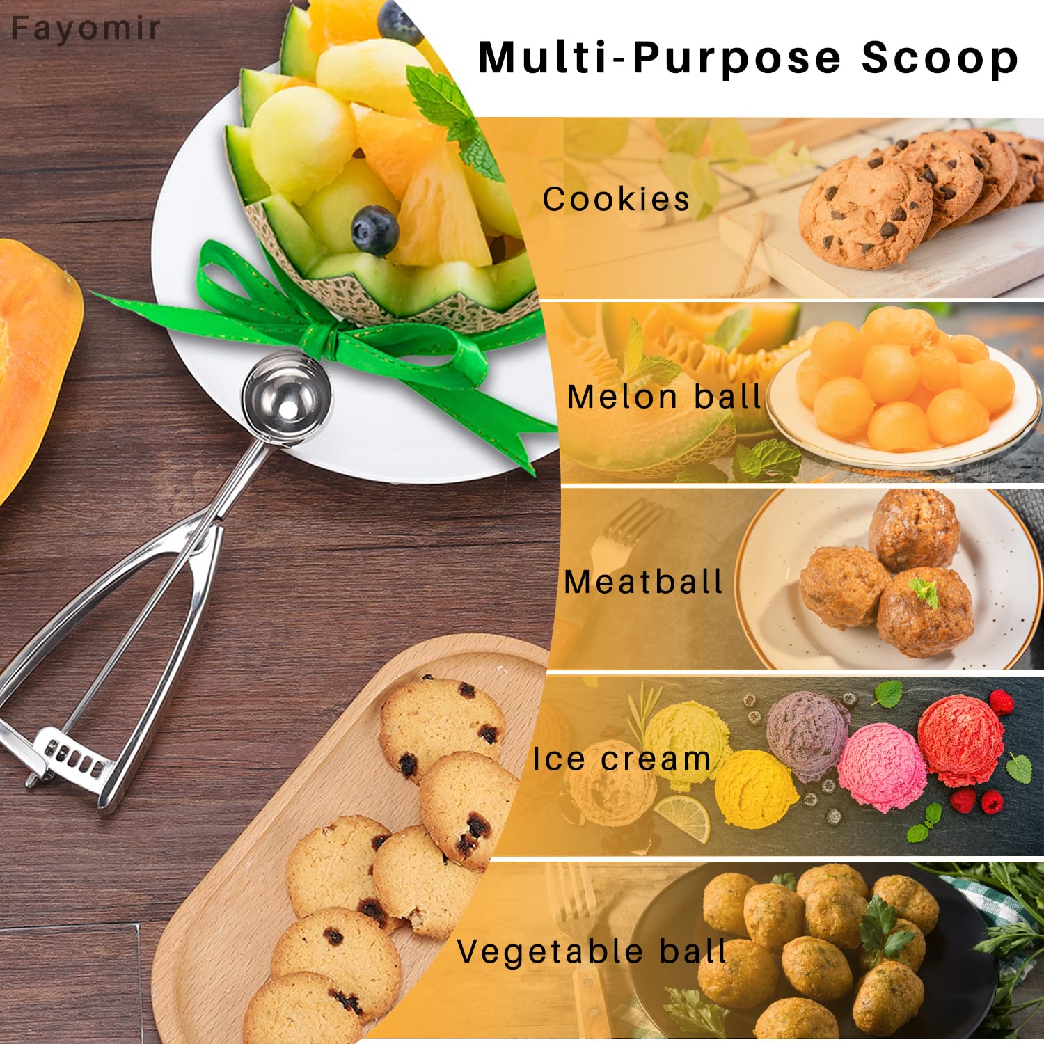 Fayomir forming cookie dough on baking sheet, shows faster, uniform cookies