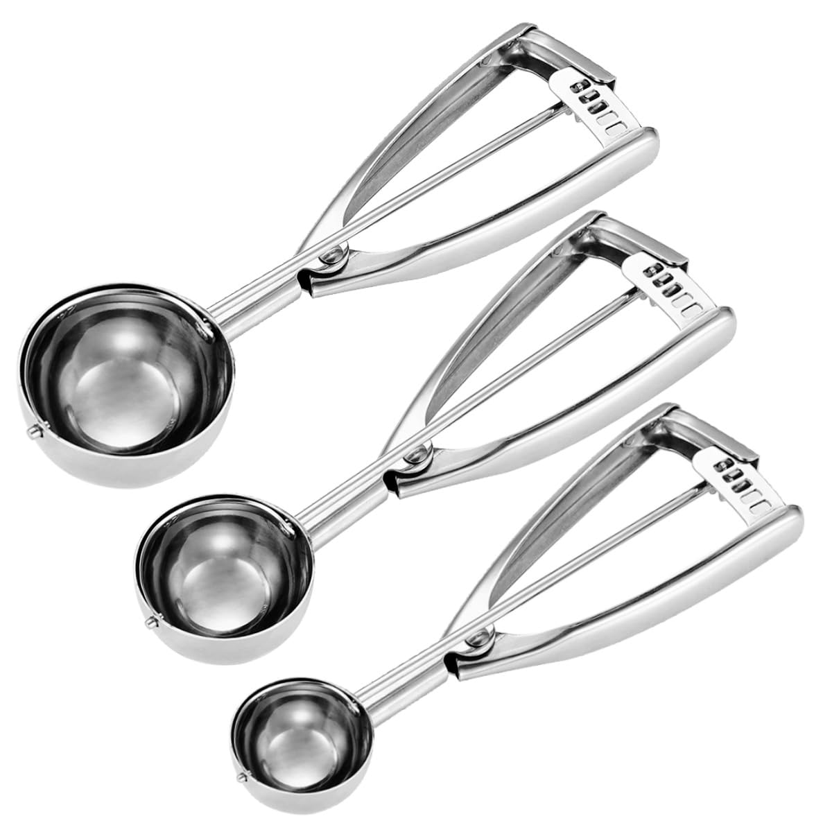Fayomir front view showing all three scoops and packaging, demonstrates complete set