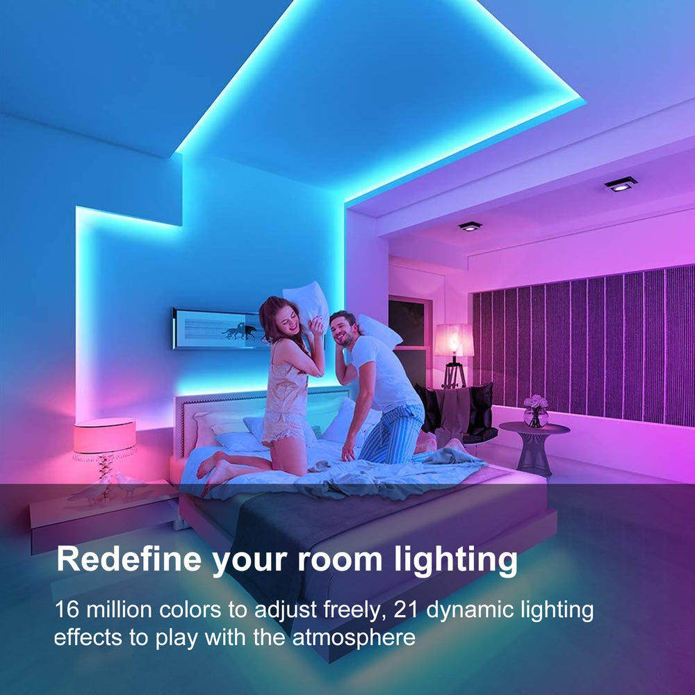 FBY installed in a bedroom creating ambient color, demonstrates mood-setting capability