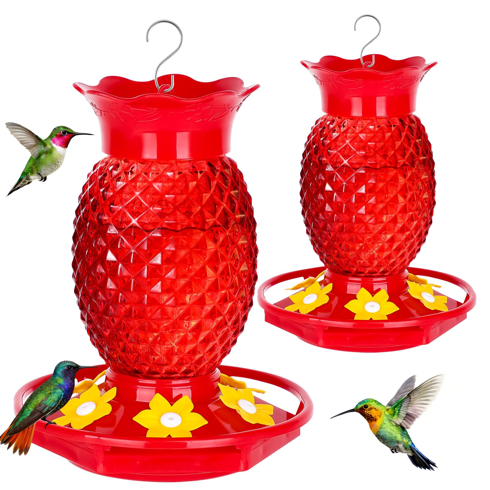 Fchstaer front view showing red pineapple glass and decorative appeal