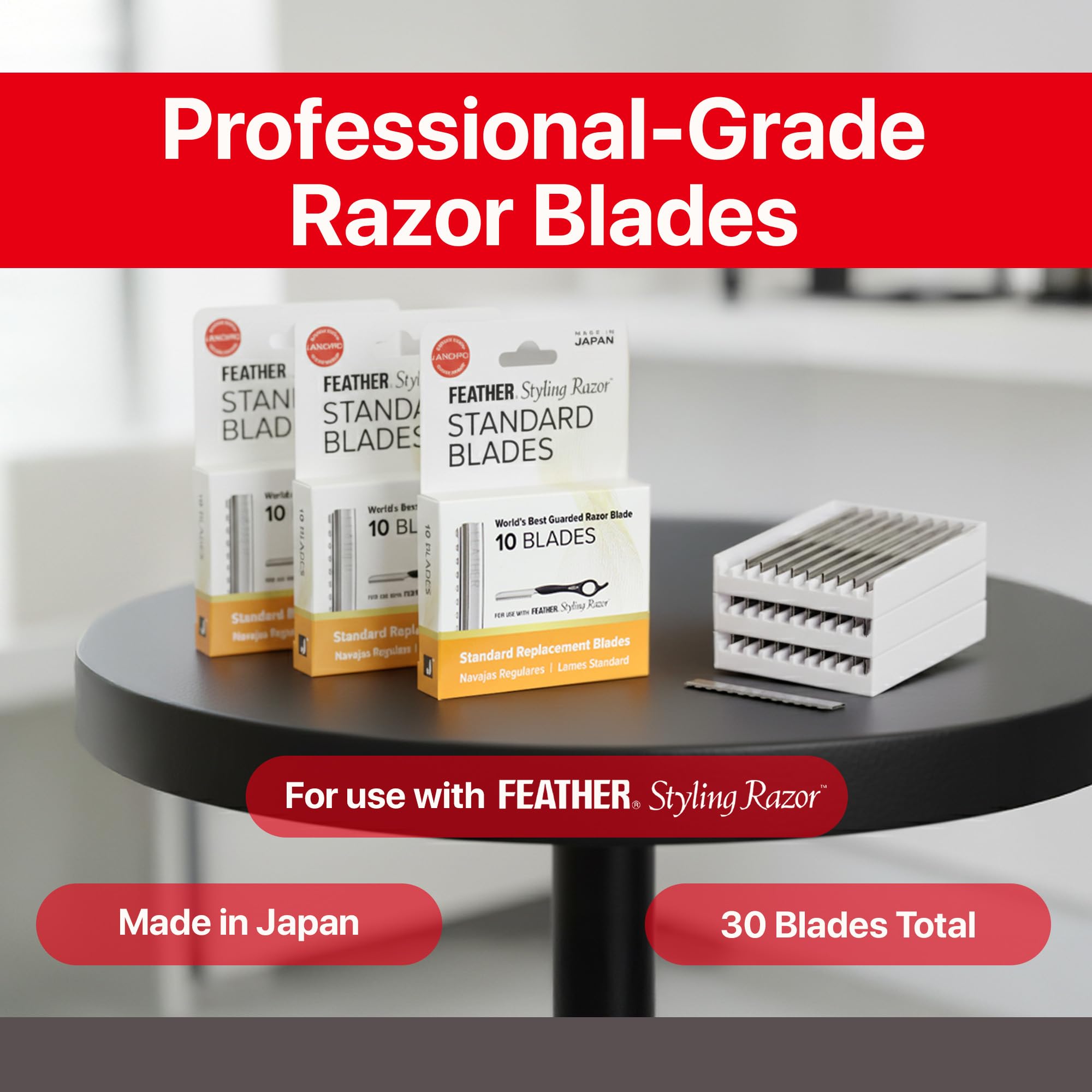 Feather blades in a salon scene showing professional styling efficiency benefit