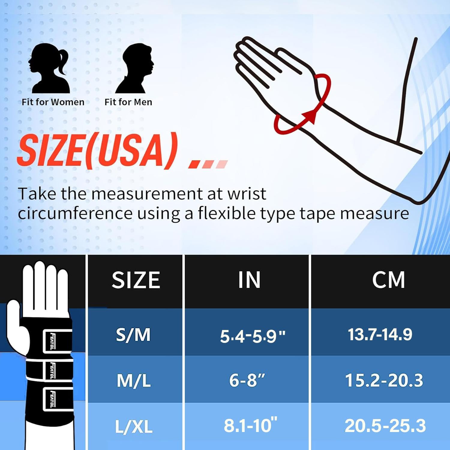 FEATOL size comparison showing variation across small to x-large options