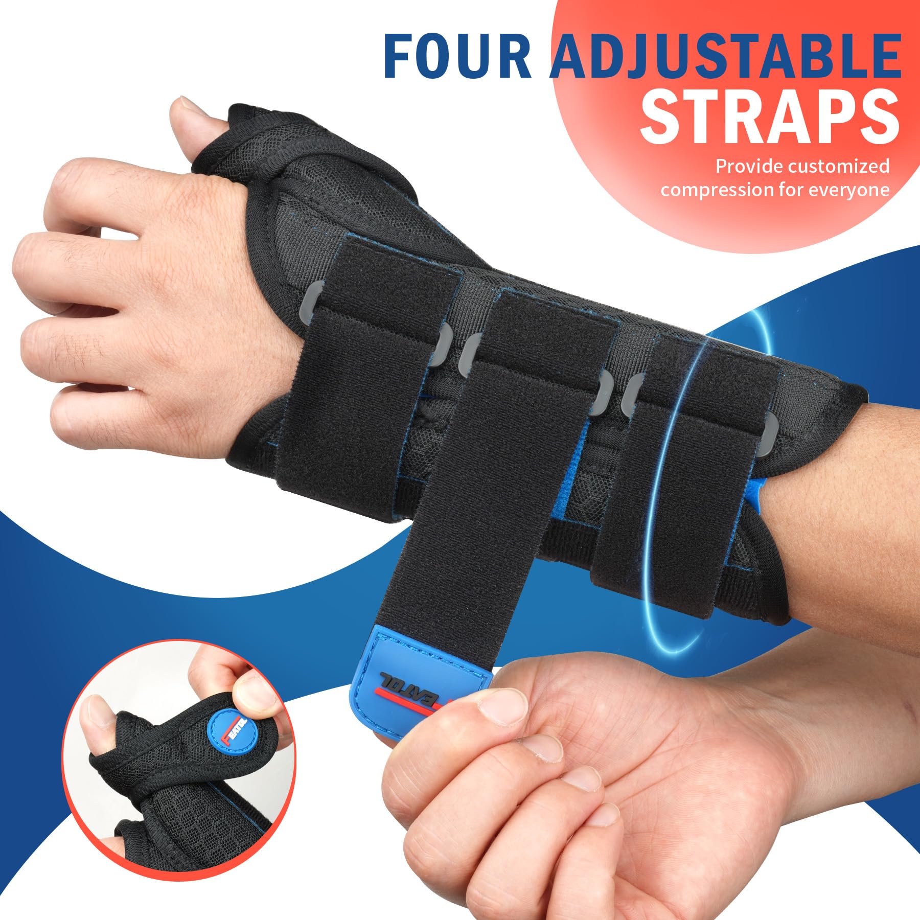 FEATOL adjustable hook and loop straps securing brace for personalized fit