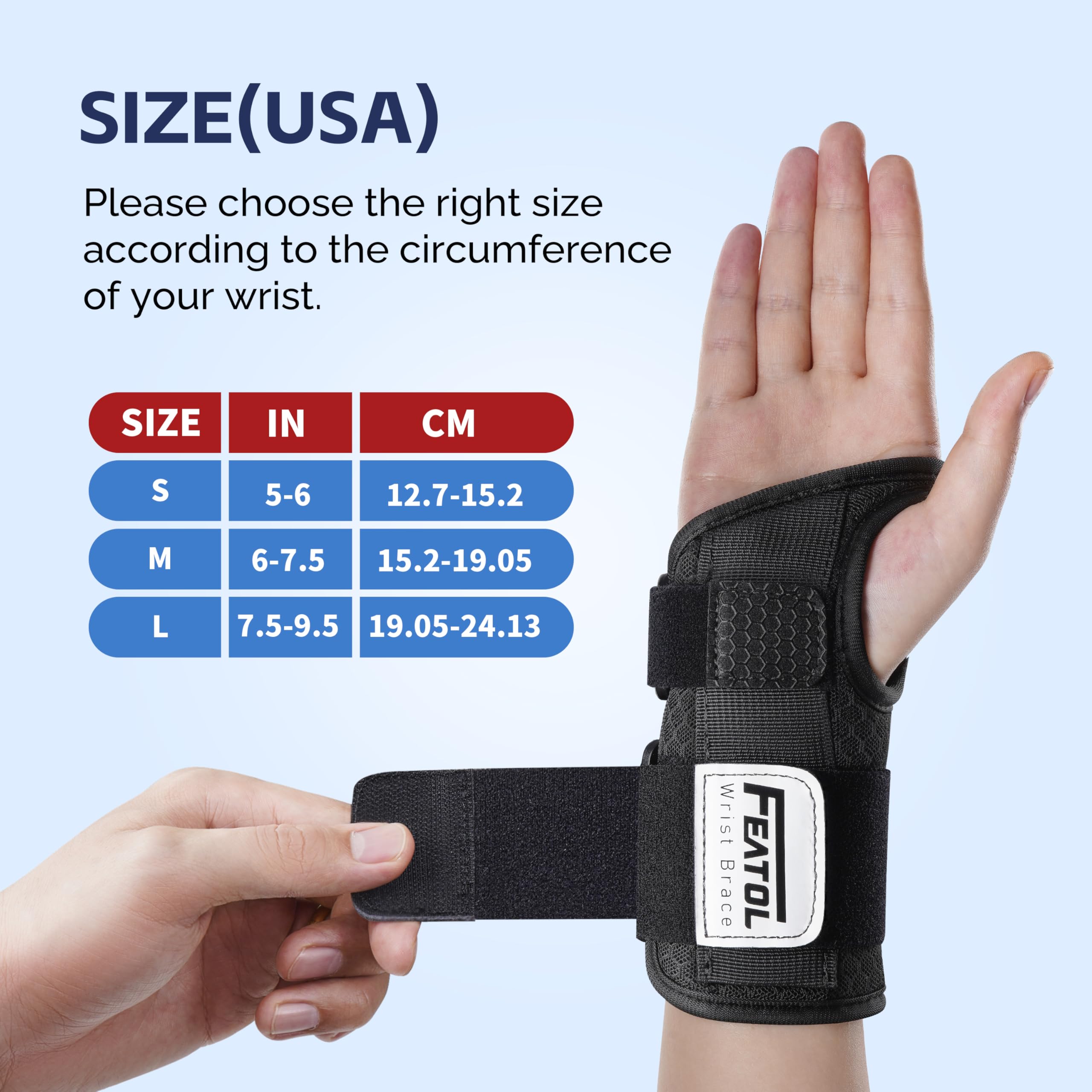 FEATOL wrist brace worn while typing to maintain neutral wrist position