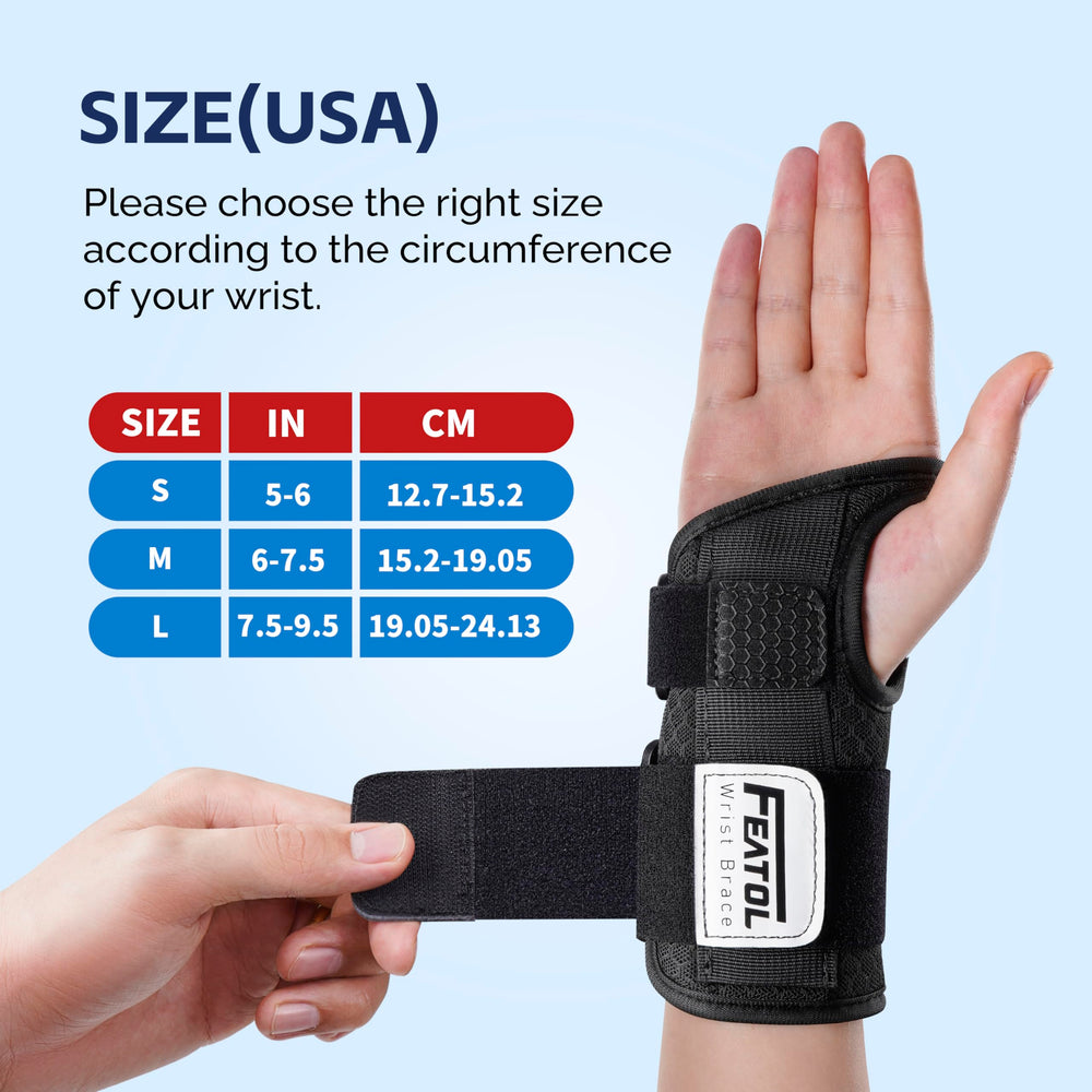 FEATOL wrist brace worn while typing to maintain neutral wrist position