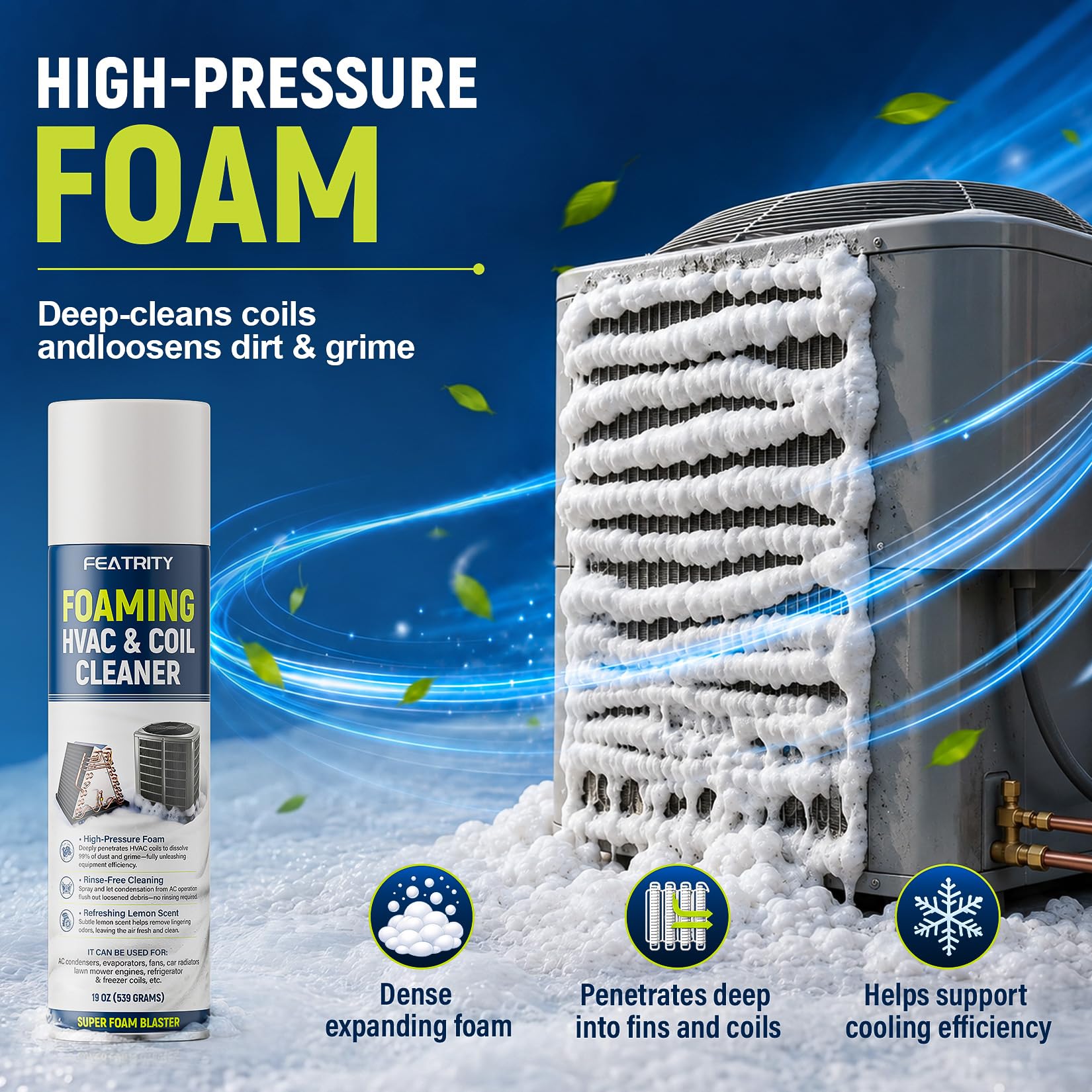 featrity close-up foam texture demonstrating cling and deep-clean benefit