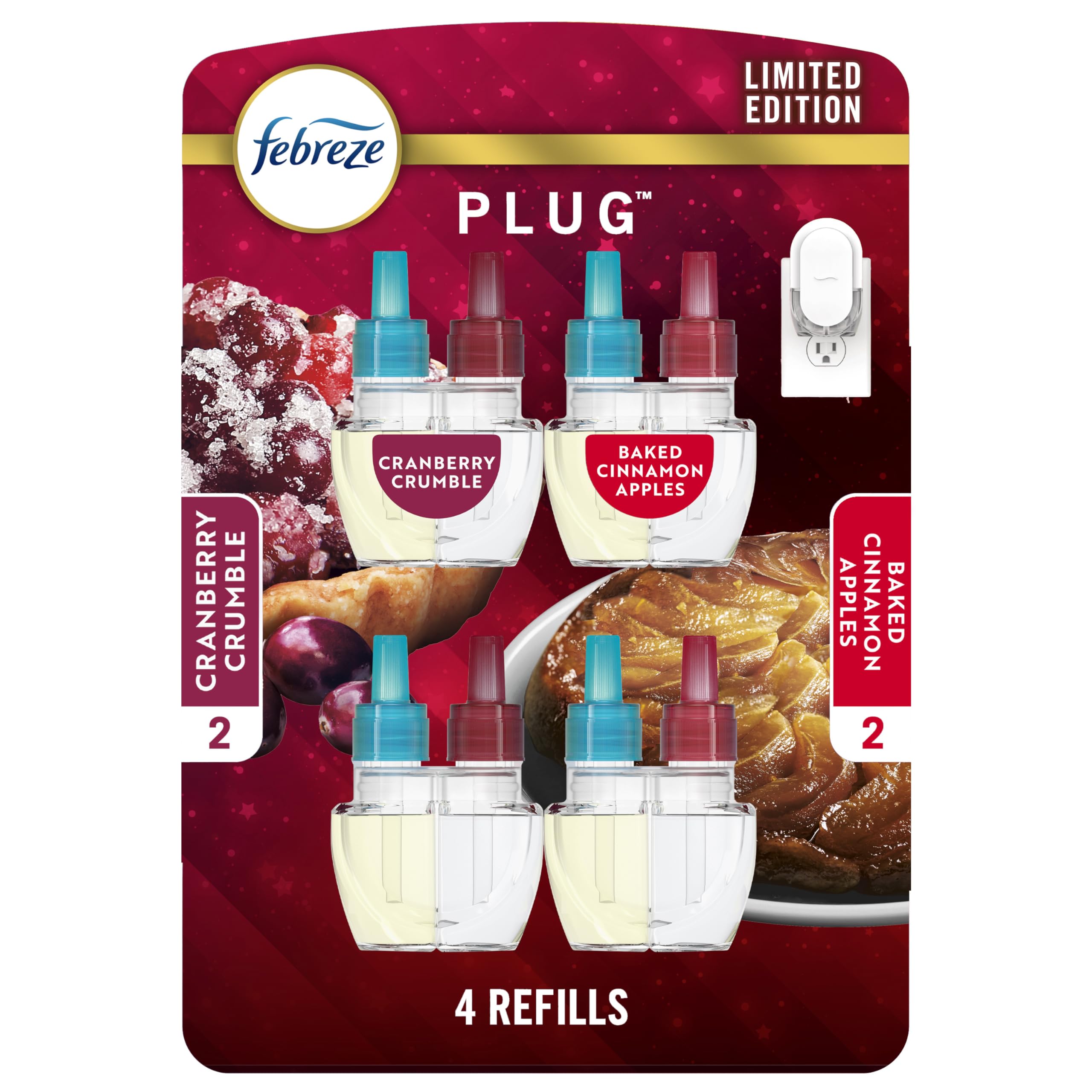 Febreze Fade Defy plug front view showing pack and branding benefits