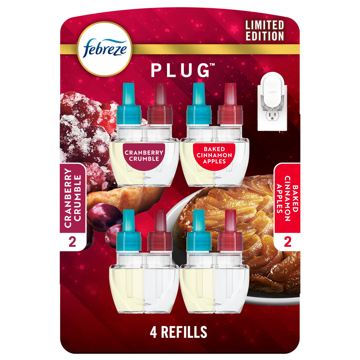 Febreze Fade Defy plug front view showing pack and branding benefits