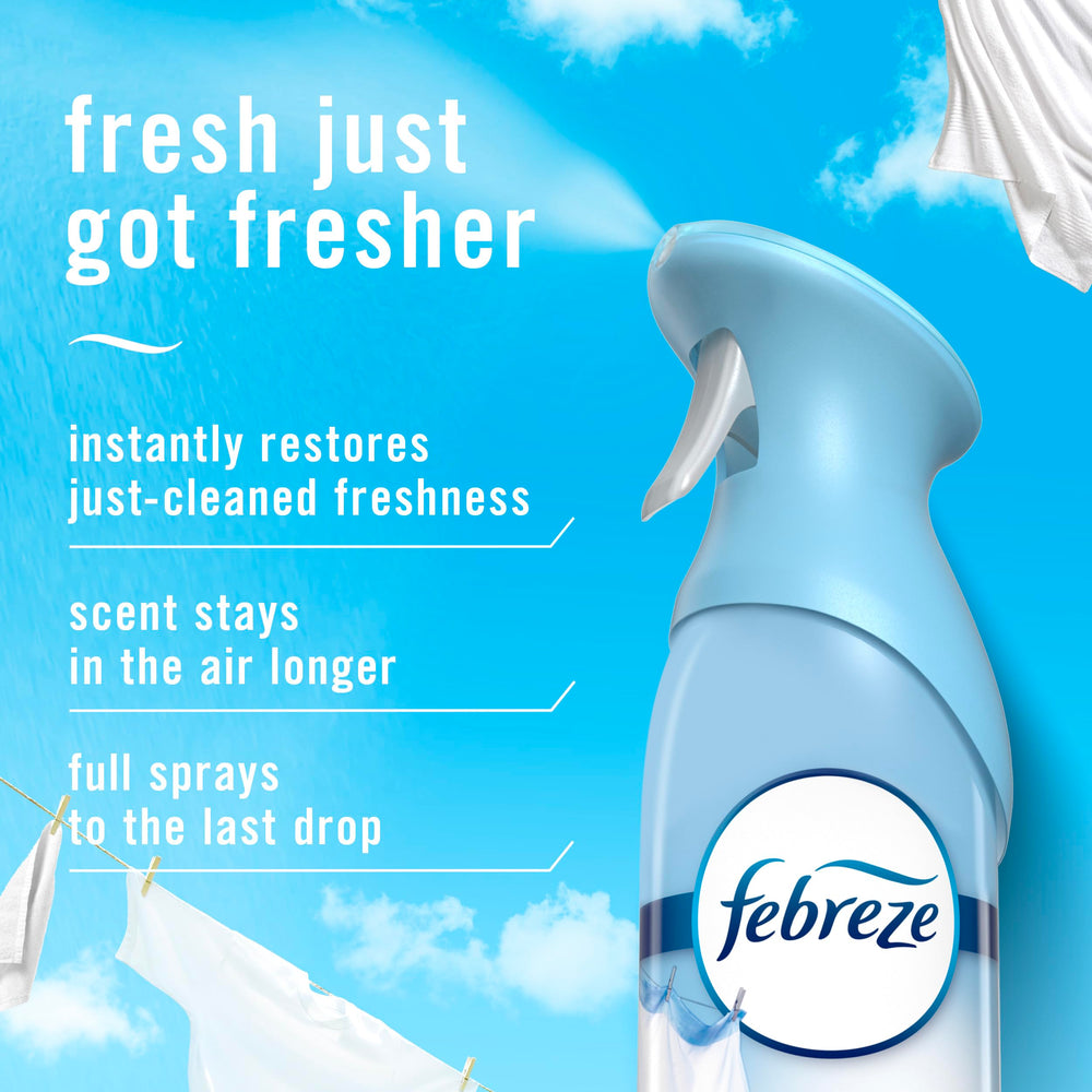 Close-up of Febreze nozzle showing precise spray for efficient coverage