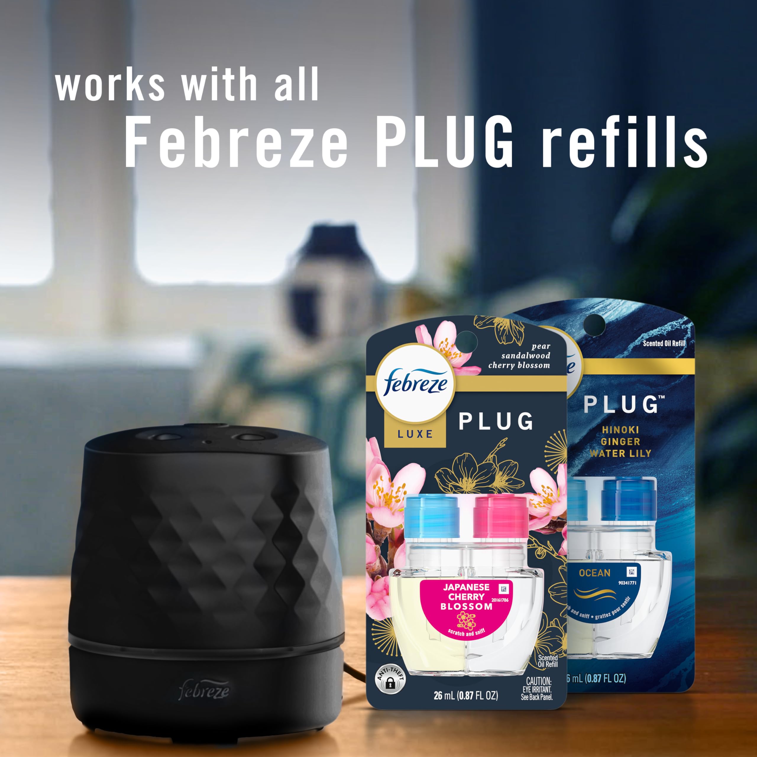 Febreze Plug starter kit packaging with two Hawaiian Aloha refills ready for immediate use