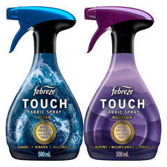Febreze Touch front packaging showing fragrances and 2-count convenience