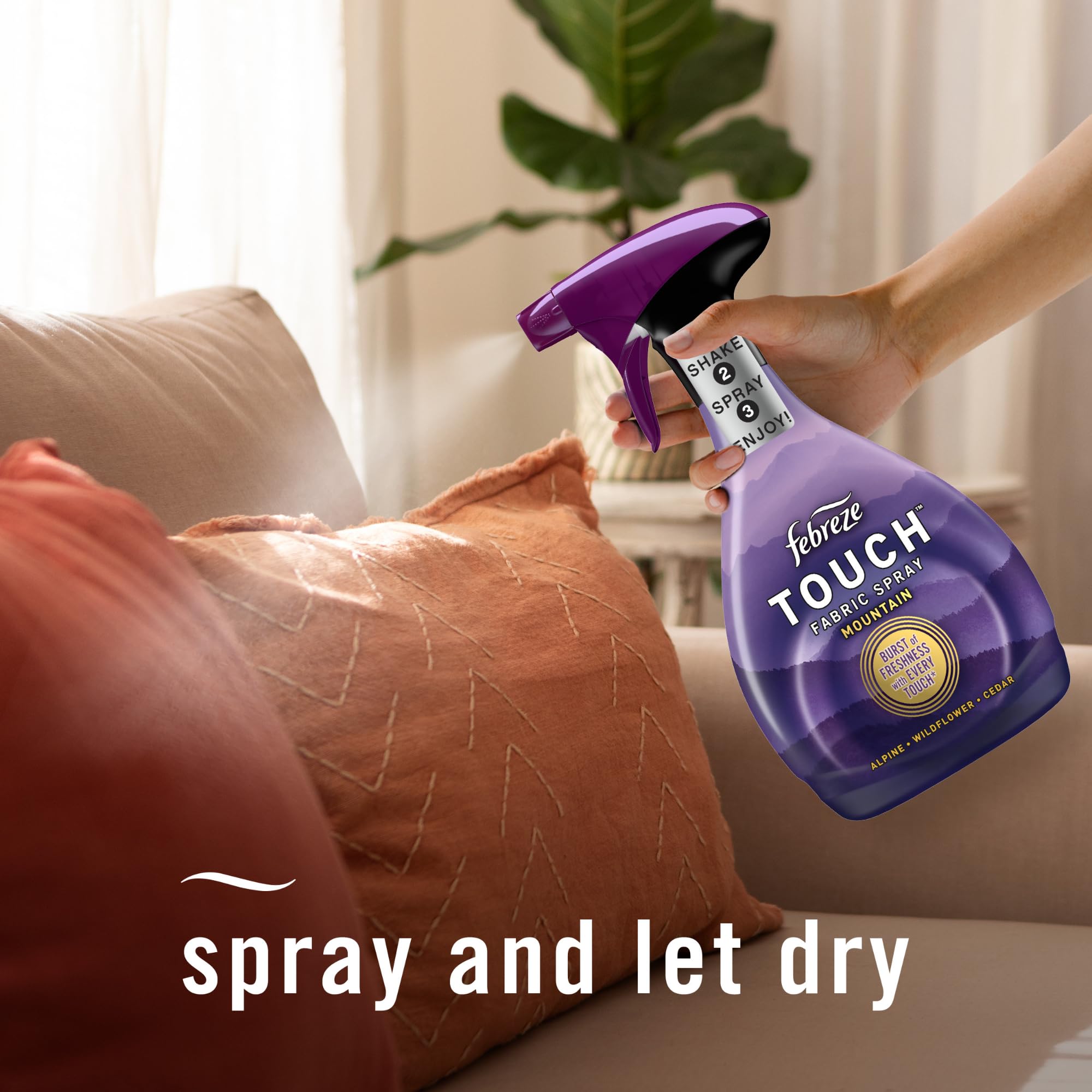 Febreze Touch in a living room setting creating touch-activated ambience