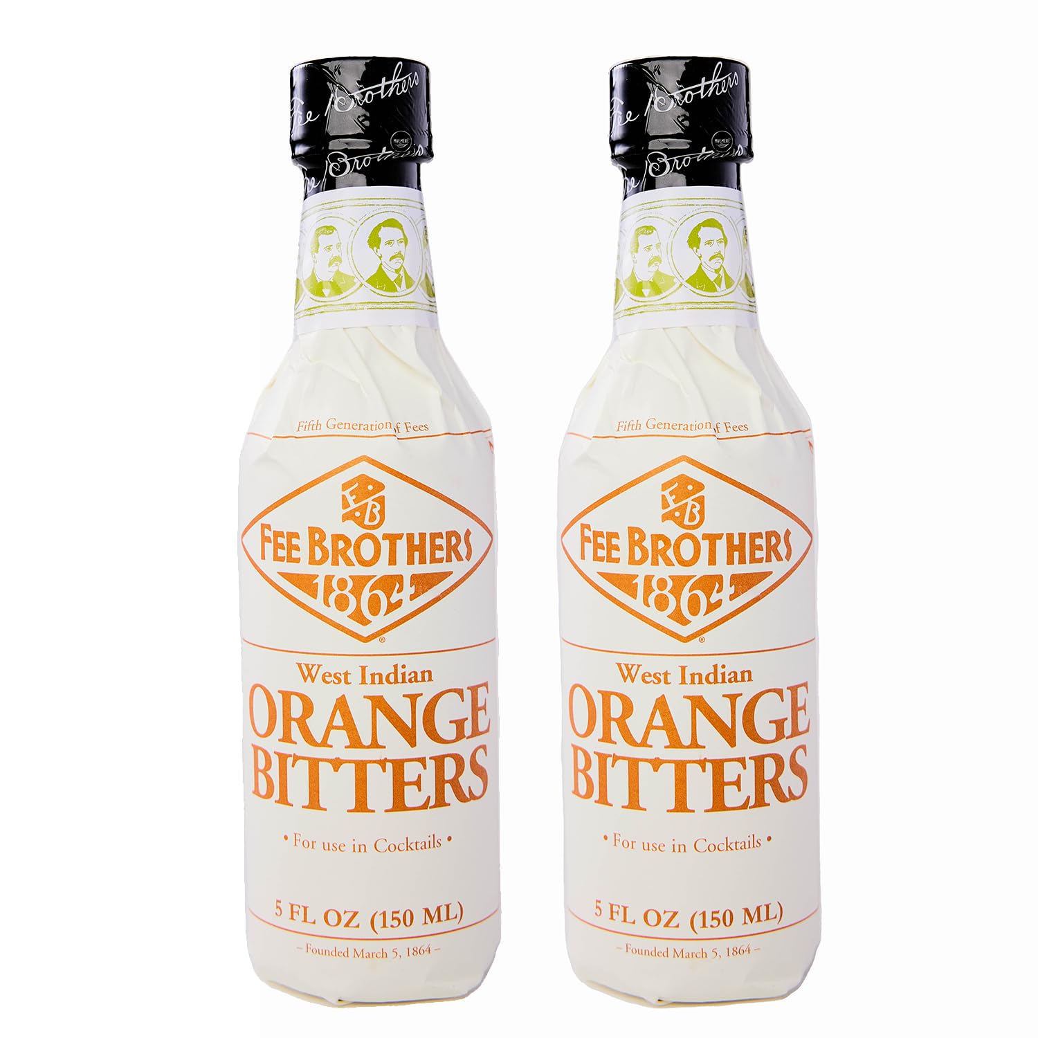 Fee Brothers West Indian Orange front packaging showing two bottles and clear label for consistent flavor