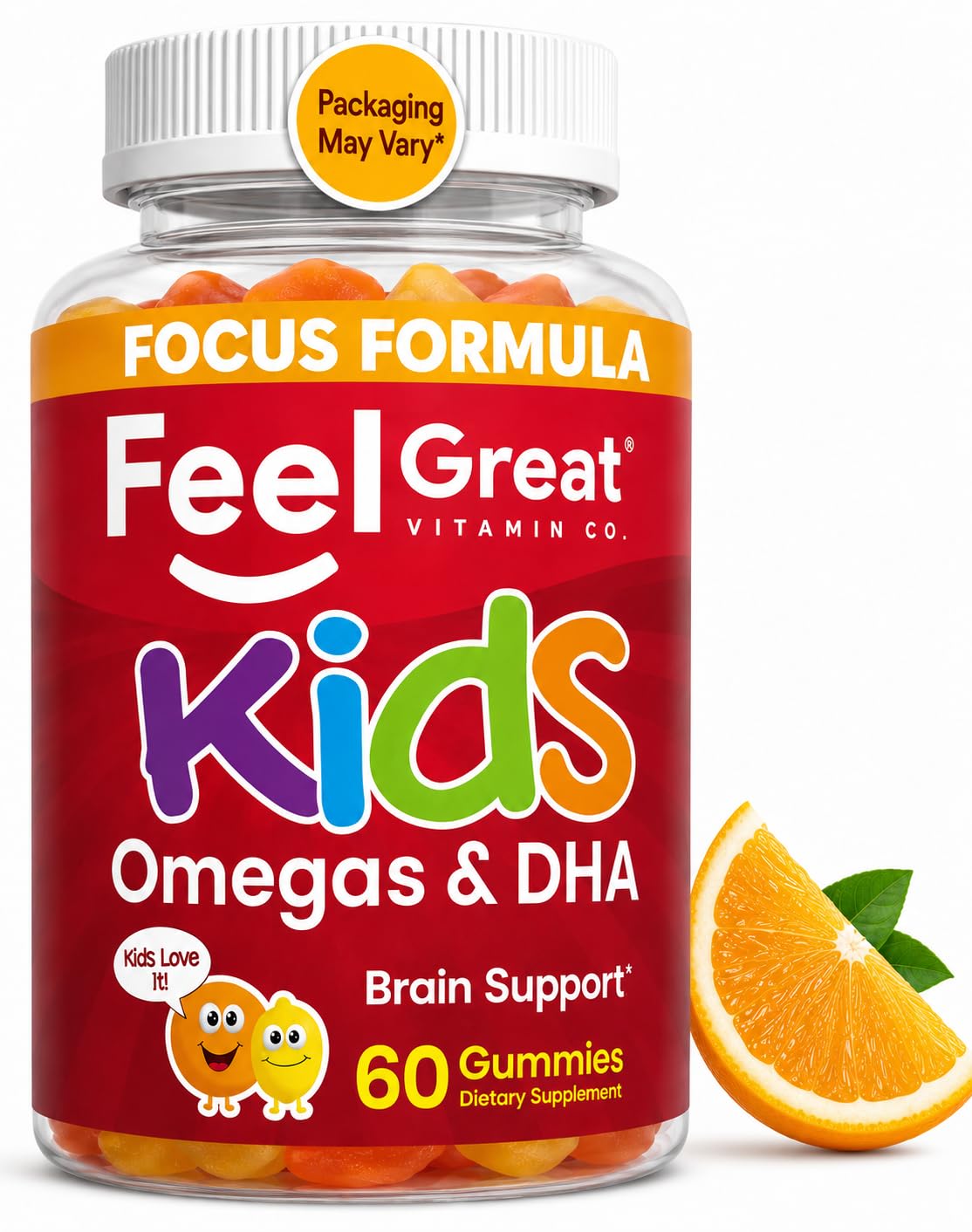 Feel Great Vitamin Company front packaging showing bottle and citrus gummies benefits convenience